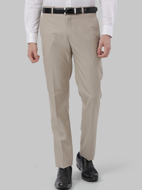 

Raymond Men Beige Regular Fit Solid Formal Trousers
