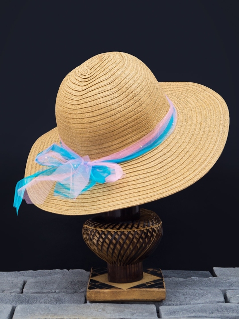 

Golden Peacock Women Brown Woven-Design Straw Sun Hat