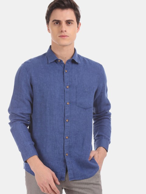 

True Blue Men Blue Slim Fit Solid Casual Shirt