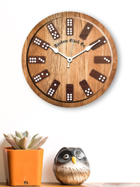

RANDOM Brown & White Rustic Ludo Number Wooden Analogue Wall Clock