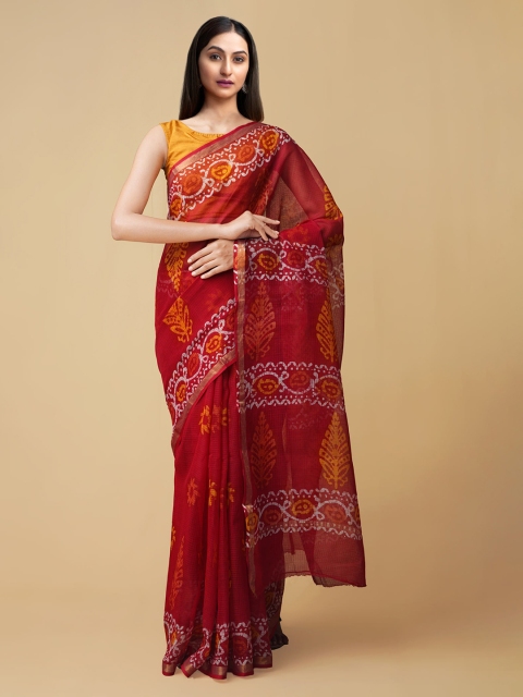 

Unnati Silks Red Pure Cotton Printed Kota Saree