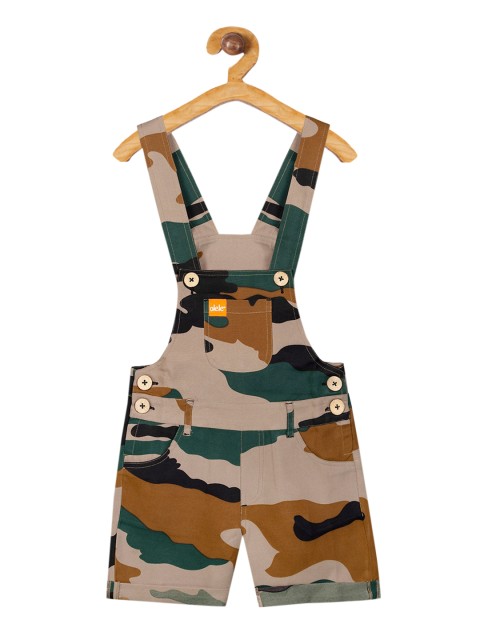 

Olele Boys Beige & Brown Camouflaged Printed Cotton Dungarees
