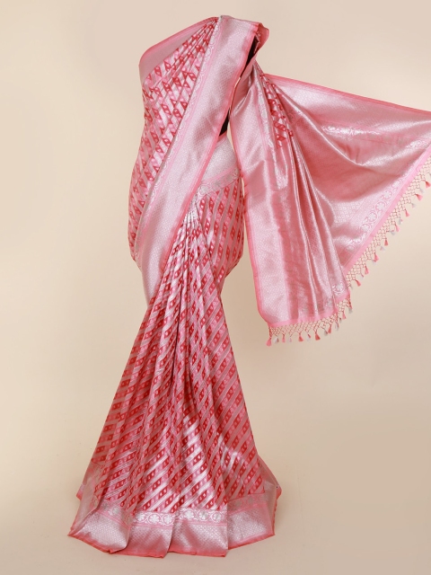 

Pothys Pink Art Silk Solid Banarasi Saree