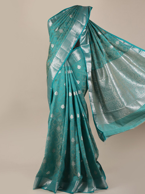 

Pothys Blue Woven Design Jute Silk Saree