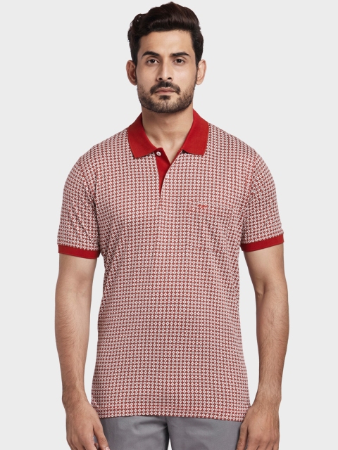 

ColorPlus Men Red & White Printed Polo Collar T-shirt