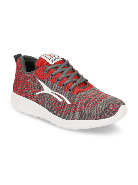 

HIROLAS Men Red & Grey Textured Running Shoes