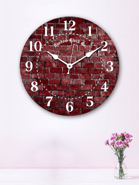 

RANDOM Maroon & White Printed Wooden Wall Clock
