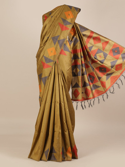 

Pothys Olive Green Woven Design Jute Silk Saree