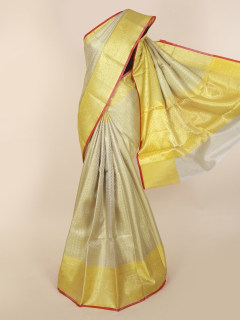 

Pothys Beige & Gold-Toned Tissue Solid Saree