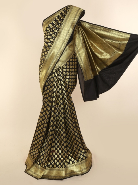 

Pothys Black Art Silk Solid Banarasi Saree