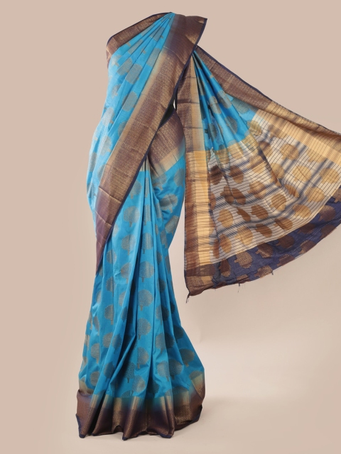 

Pothys Blue Checked Jute Silk Saree