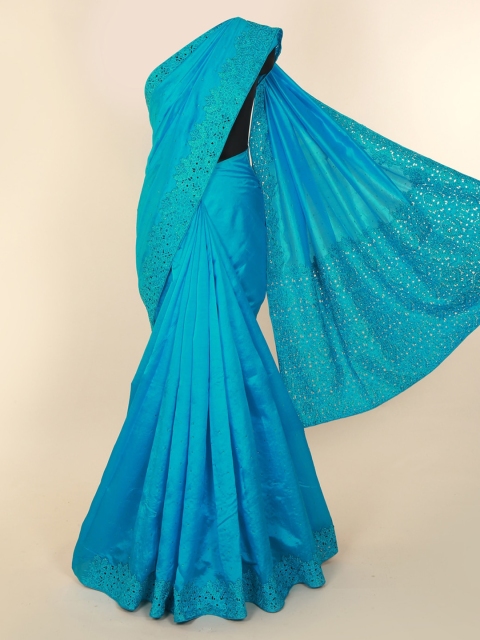

Pothys Blue Solid Jute Silk Saree