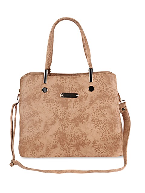 

Shoetopia Beige Self Design Handheld Bag