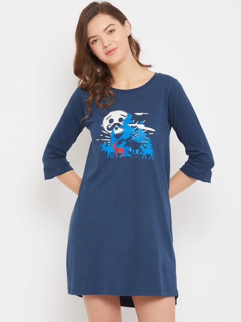 

Clovia Blue Printed Nightdress