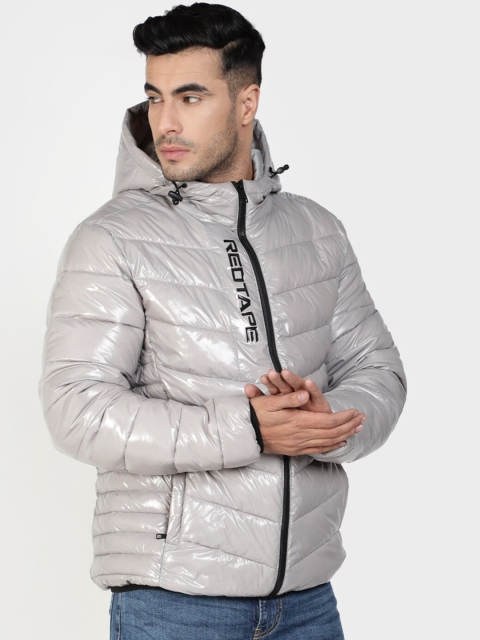 

Red Tape Men Grey Printed Puffer Jacket