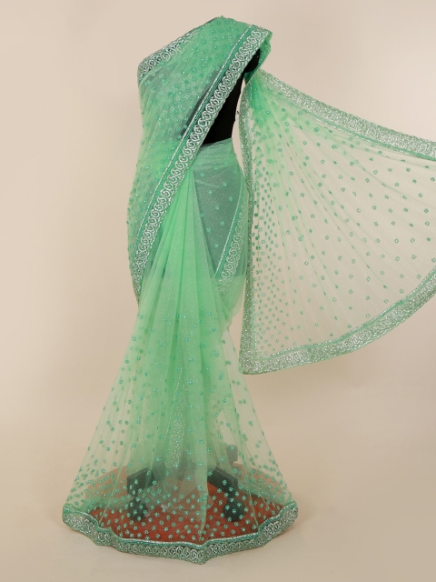 

Pothys Green Embellished Net Saree