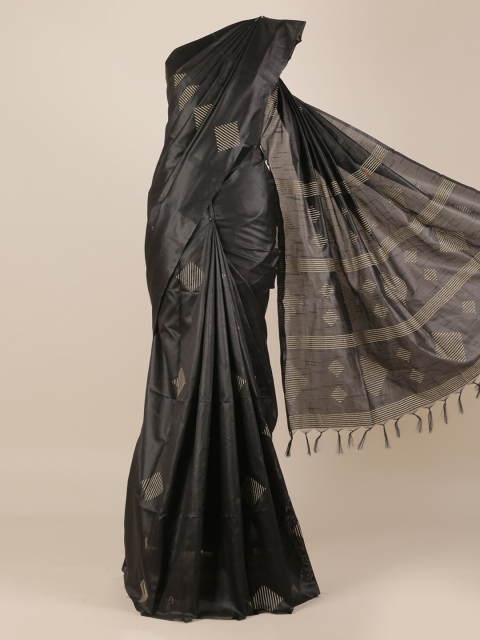 

Pothys Black Printed Jute Silk Saree