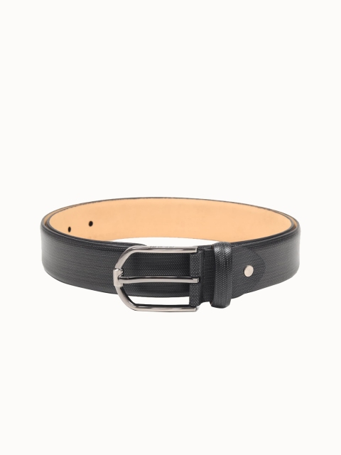 

Da Milano Men Black Textured Leather Belt