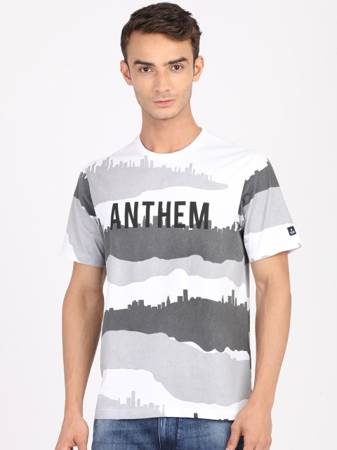 

ANTHEM Men White Printed Round Neck T-shirt