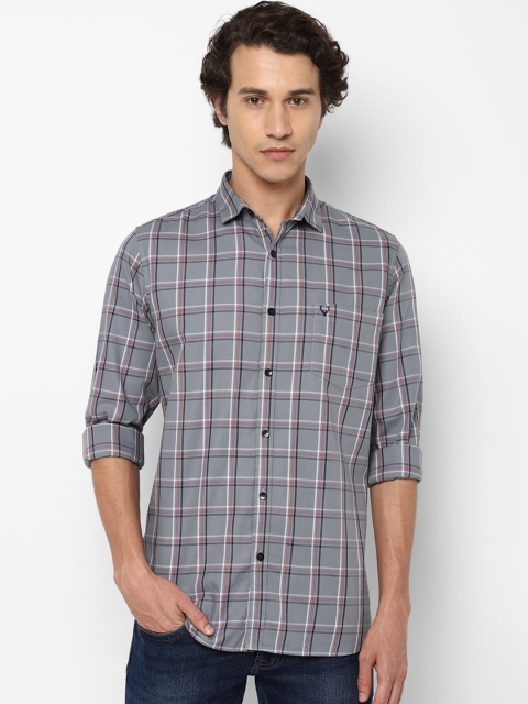 

Allen Solly Men Grey Slim Fit Checked Casual Shirt