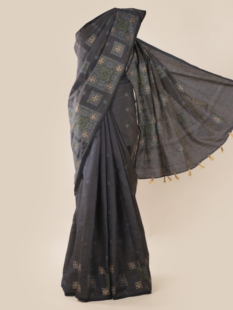 

Pothys Navy Blue Woven Design Jute Silk Saree