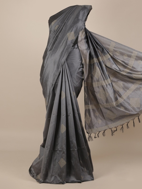 

Pothys Grey Checked Jute Silk Saree
