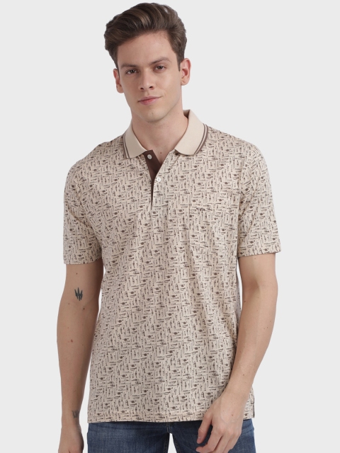 

ColorPlus Men Beige Printed Polo Collar T-shirt