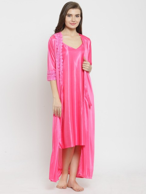 

Claura Women Pink Solid Nightdress