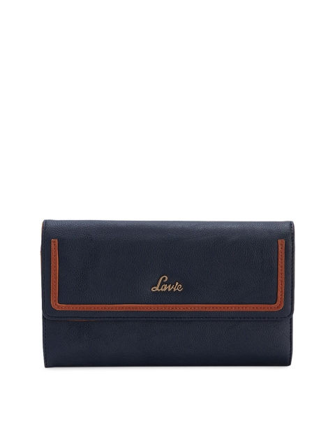 

Lavie Women Navy Blue & Brown Solid Three-Fold Wallet