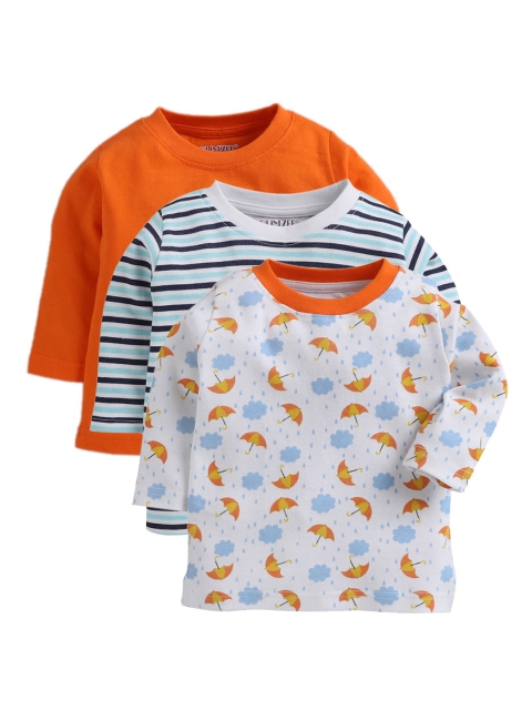 

BUMZEE Unisex Kids Orange Pack Of 3 Printed Round Neck T-shirts