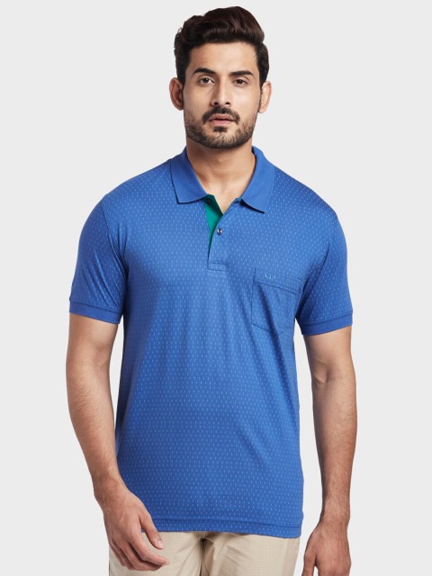 

ColorPlus Men Blue Printed Polo Collar T-shirt