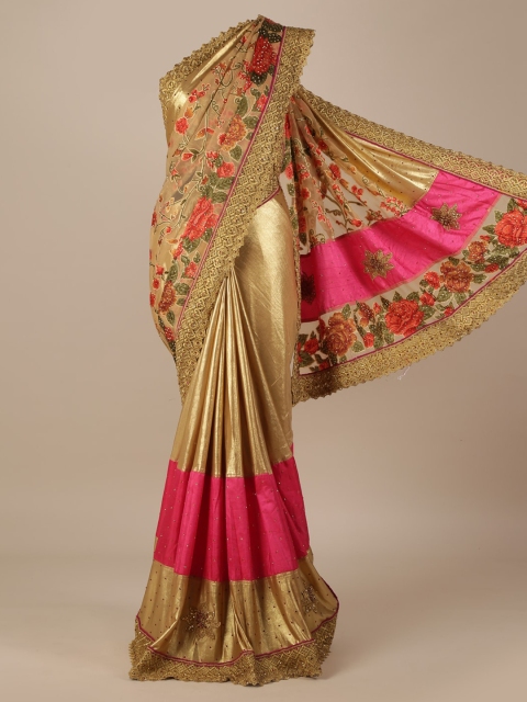 

Pothys Gold-Toned Embellished Jute Silk Saree