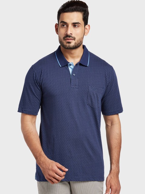 

ColorPlus Men Blue Printed Polo Collar T-shirt