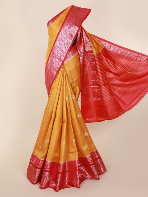 

Pothys Yellow & Pink Jute Silk Woven Design Tussar Saree