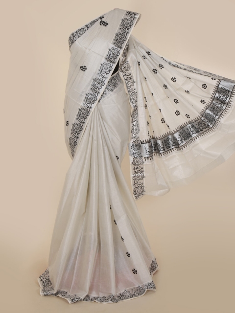 

Pothys Off-White Pure Cotton Woven Design Kasavu Saree