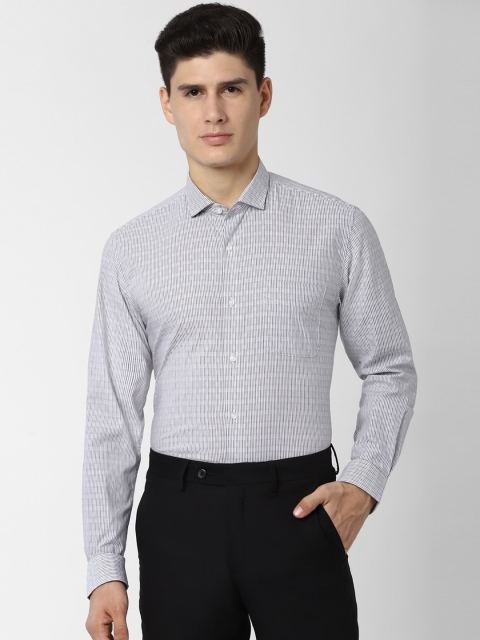 

Peter England Men Grey & White Slim Fit Striped Formal Shirt