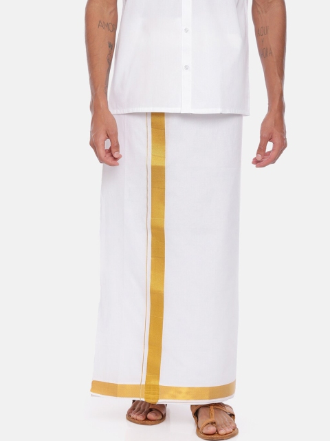 

UATHAYAM Men White Solid Readymade Dhoti