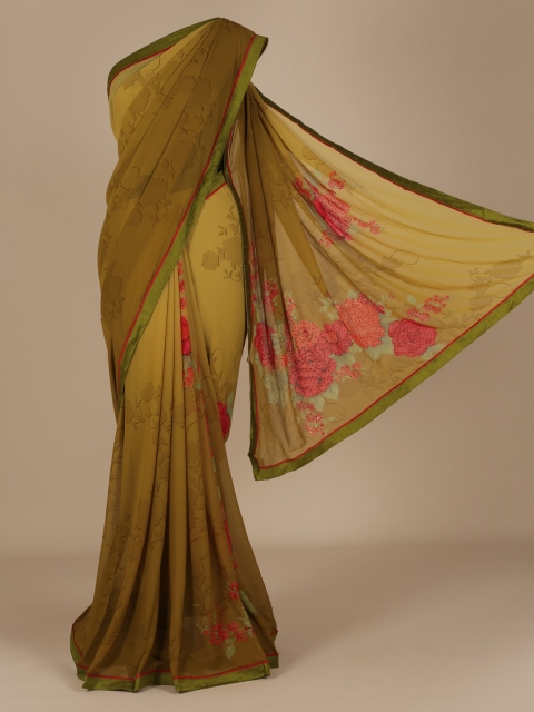 

Pothys Green Printed Poly Chiffon Saree