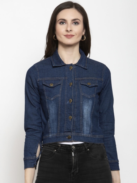 

Purple State Women Blue Solid Denim Jacket