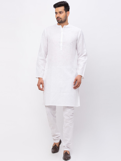 

Ethnicity Men White Solid Straight Kurta
