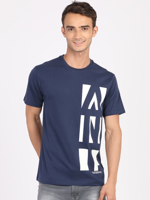 

ANTHEM Men Navy Blue Printed Round Neck T-shirt