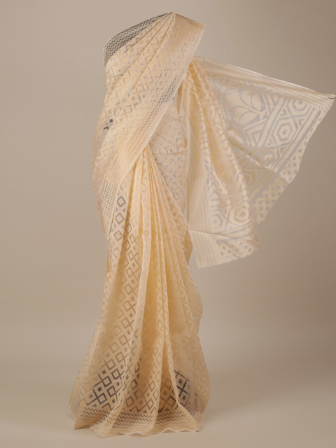 

Pothys Beige Printed Jute Silk Saree