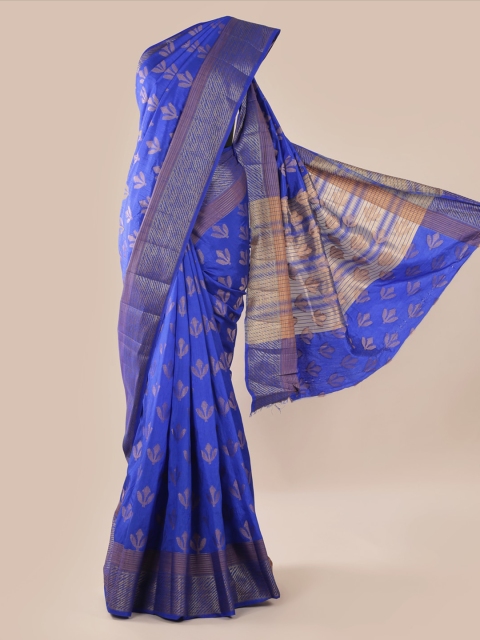 

Pothys Blue Checked Jute Silk Saree
