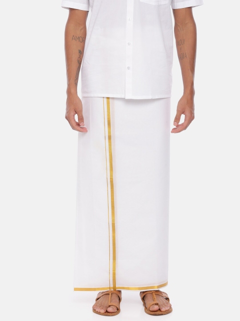 

UATHAYAM Men White Solid Dhoti