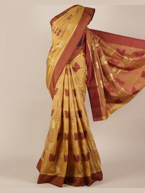 

Pothys Gold-Toned & Brown Jute Silk Woven Design Saree