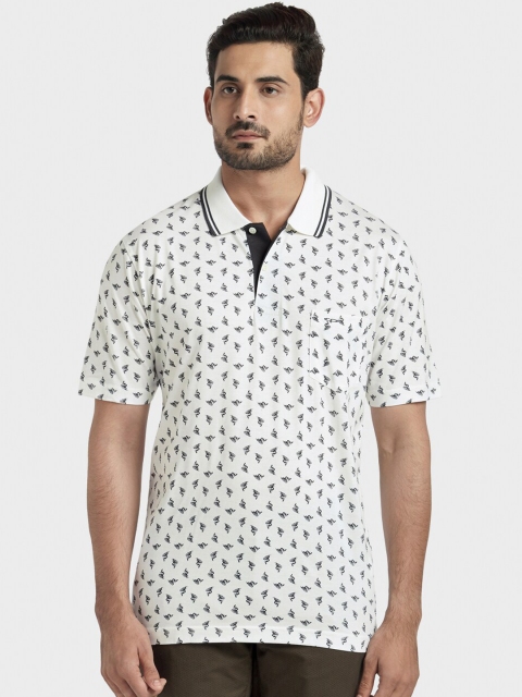 

ColorPlus Men White Printed Polo Collar T-shirt