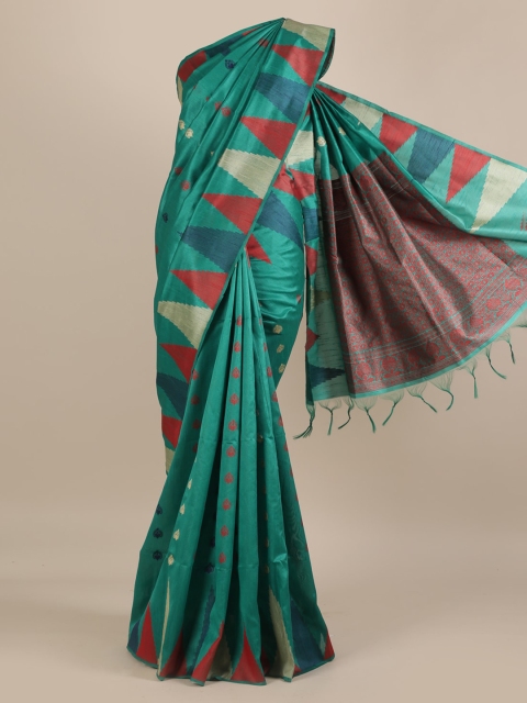 

Pothys Green Woven Design Jute Silk Saree