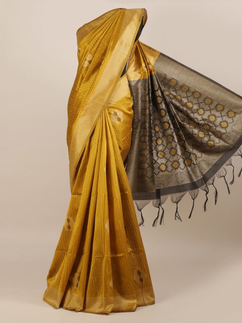 

Pothys Mustard Checked Jute Silk Saree