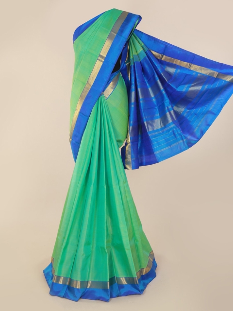 

Pothys Sea Green Pure Silk Solid Kanjeevaram Saree