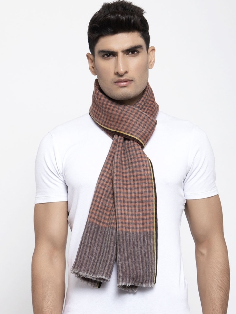 

Calvadoss Men Brown & Grey Checked Sustainable Muffler